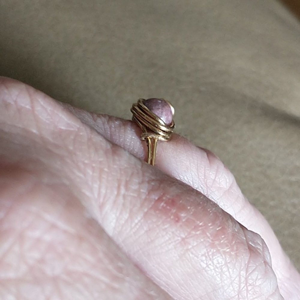 Hand crafted Rhodonite Wire Wrapped Ring - Picture 5 of 5